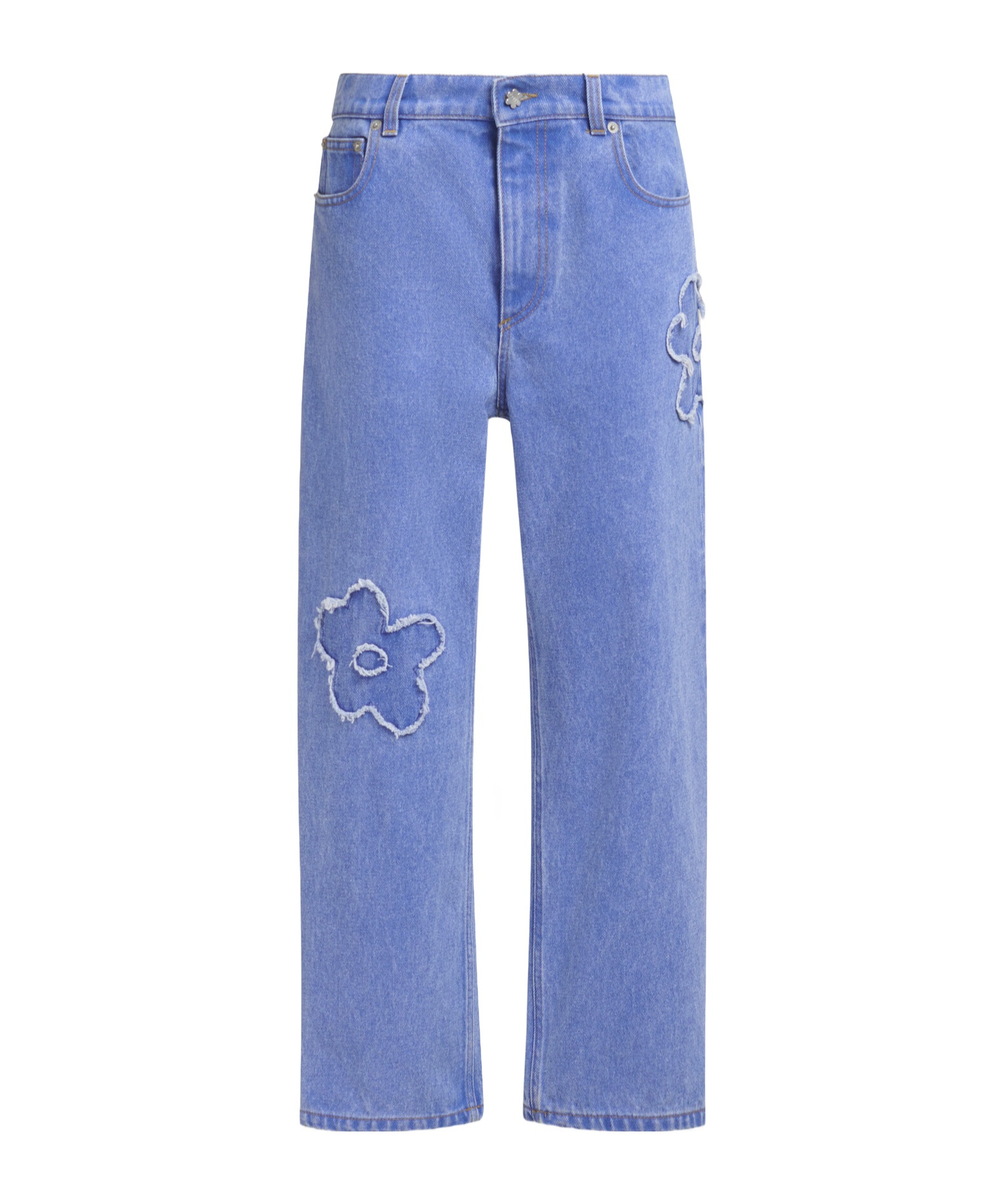 Marni Denim Boyfriend Jeans With Floral Embroidery In Blue