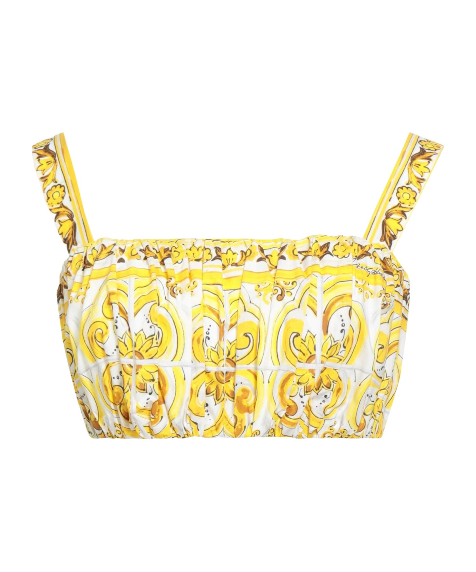 Dolce & Gabbana Cropped Sleeveless Top In Yellow