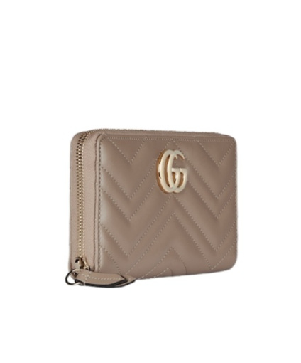 Gucci Gg Marmont Zipper Wallet In Brown