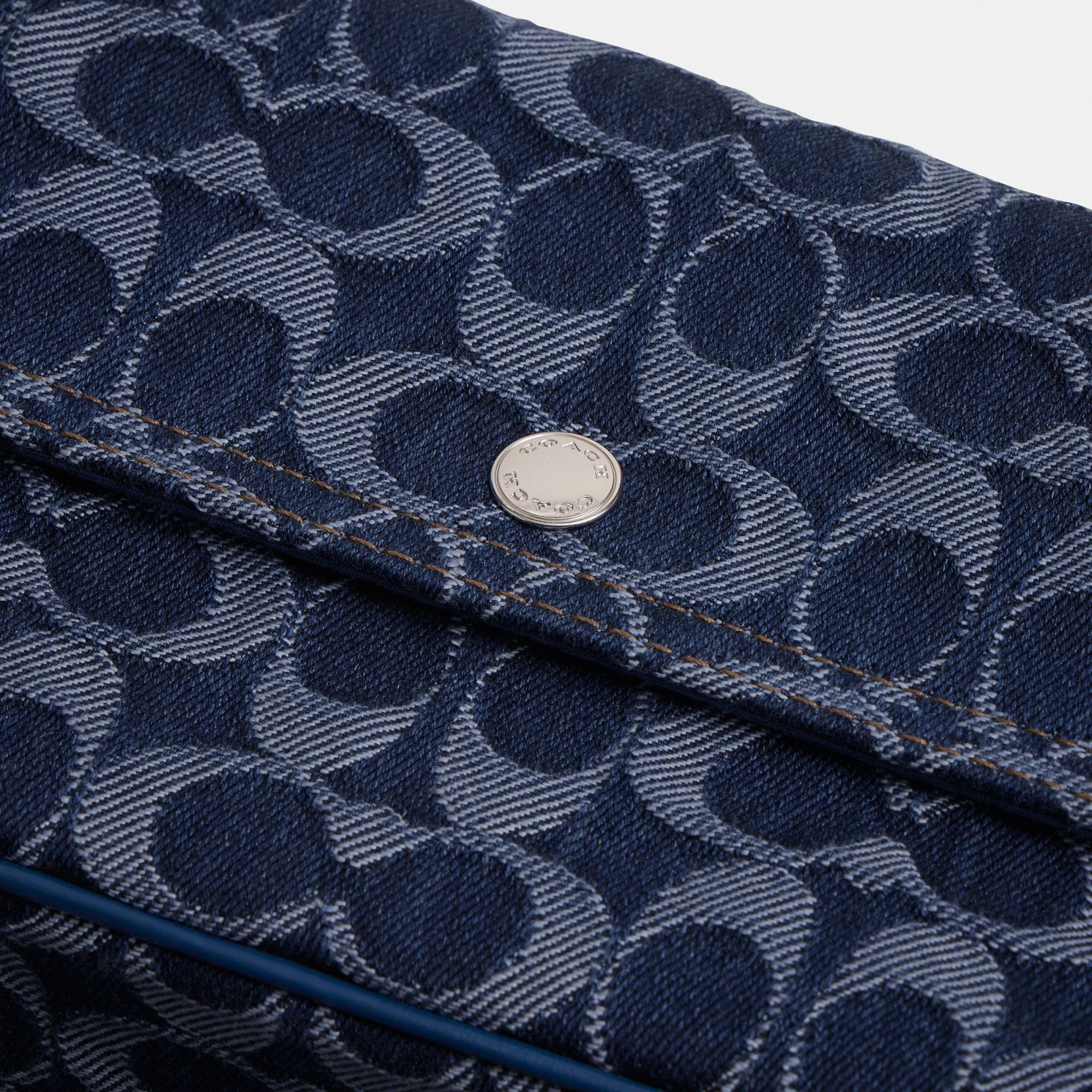 Coach Bolsa Brook Flap Chain Signature Denim  - Azul In Black