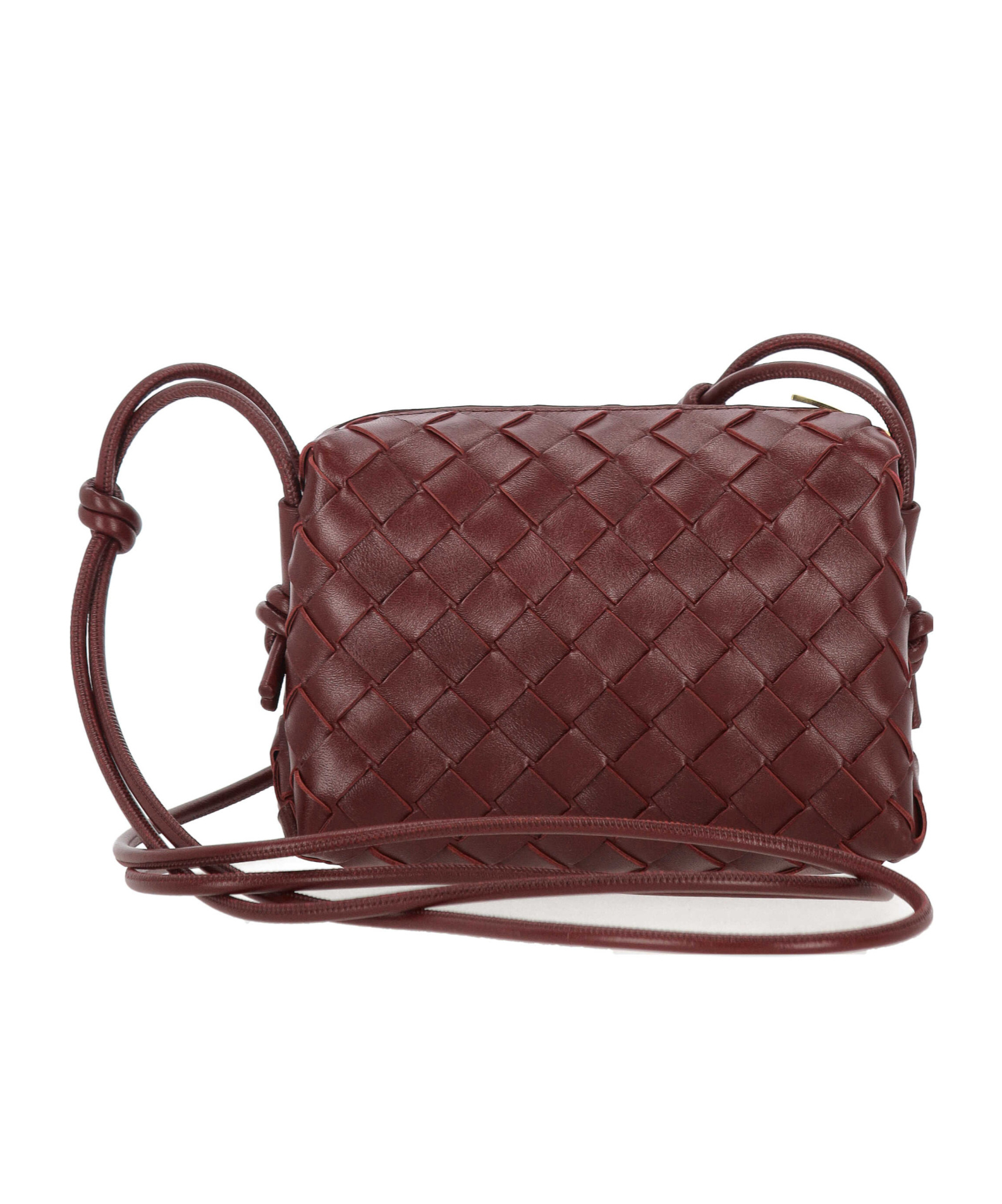 Bottega Veneta Women Loop Mini Leather Crossbody Bag In Red