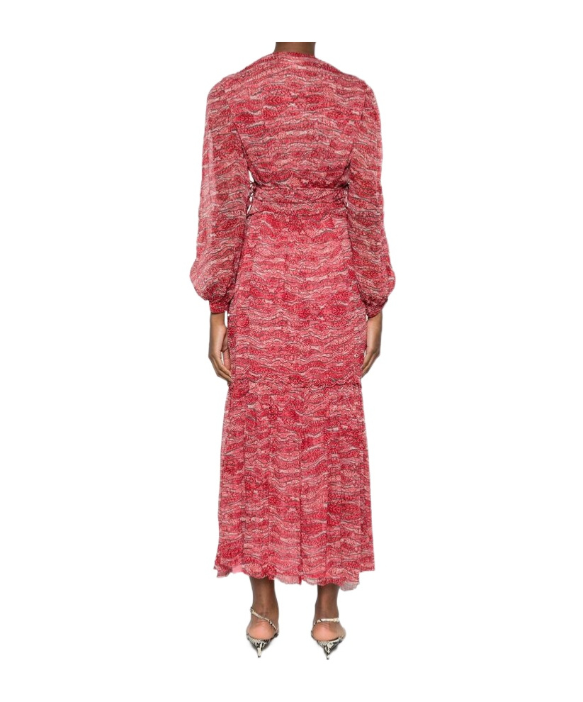 Isabel Marant Étoile 'amara' Red Long Dress With V Neck And Asymmetric Hem In Red