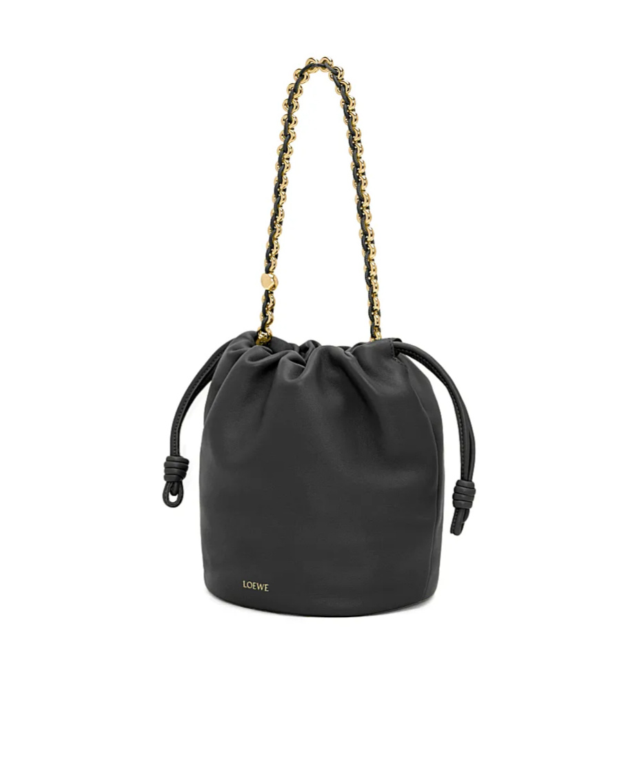 Shop Loewe Flamenco Purse Bucket Bag In Mellow Nappa Lambskin In Black