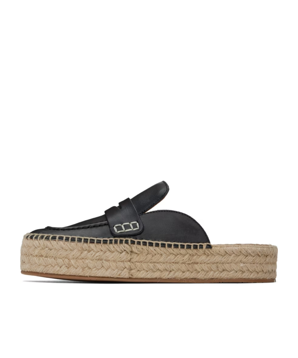 Jw Anderson Leather Espadrille Loafer Mules In Nude