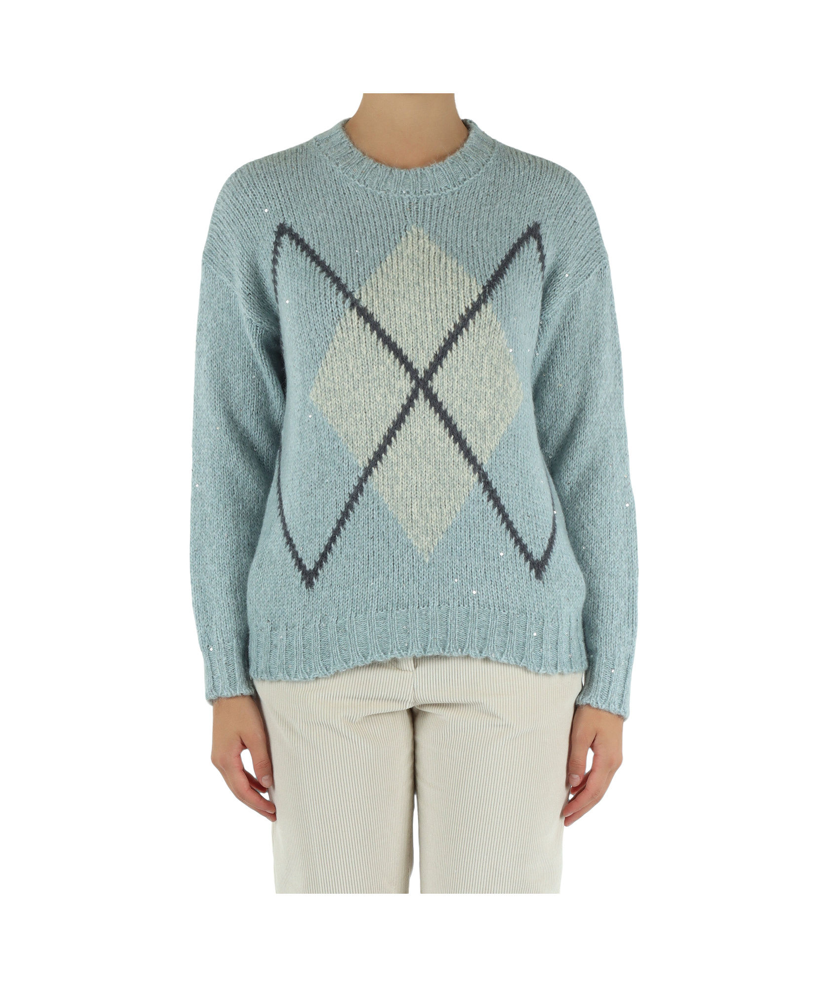 Eleventy Round-neck Knitted Sweater In Blue