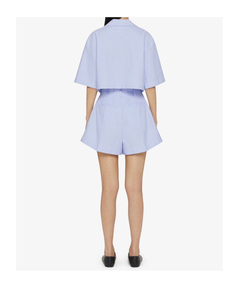 Givenchy Light Blue Embroidered Cotton Shorts In Blue