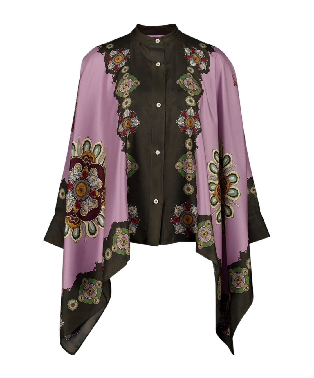 La Doublej Placée-print Silk Shirt In Multi