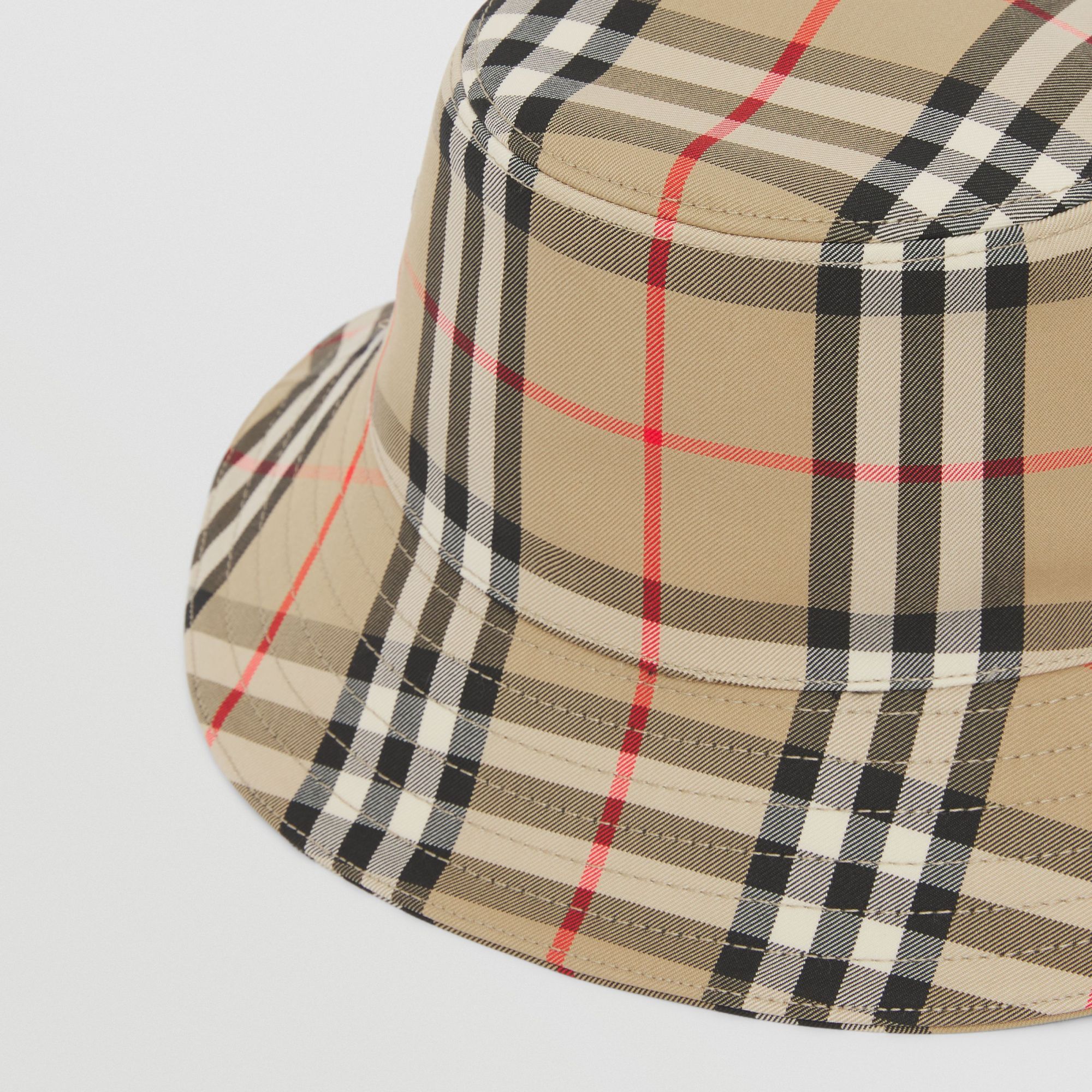 Burberry Kids Cotton Reversible Check Bucket Hat In Nude