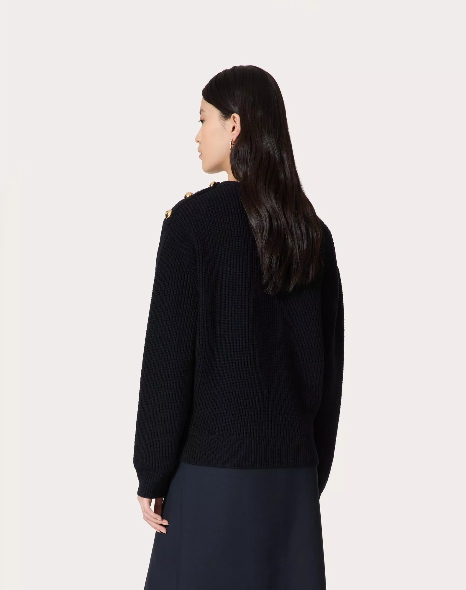 Valentino Buttoned Wool Jumper In Black