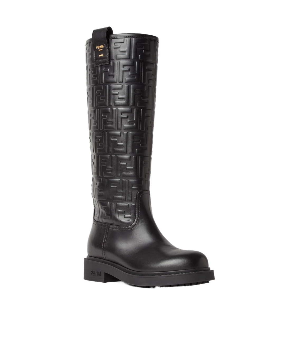 Fendi Black Leather Boots In Multi
