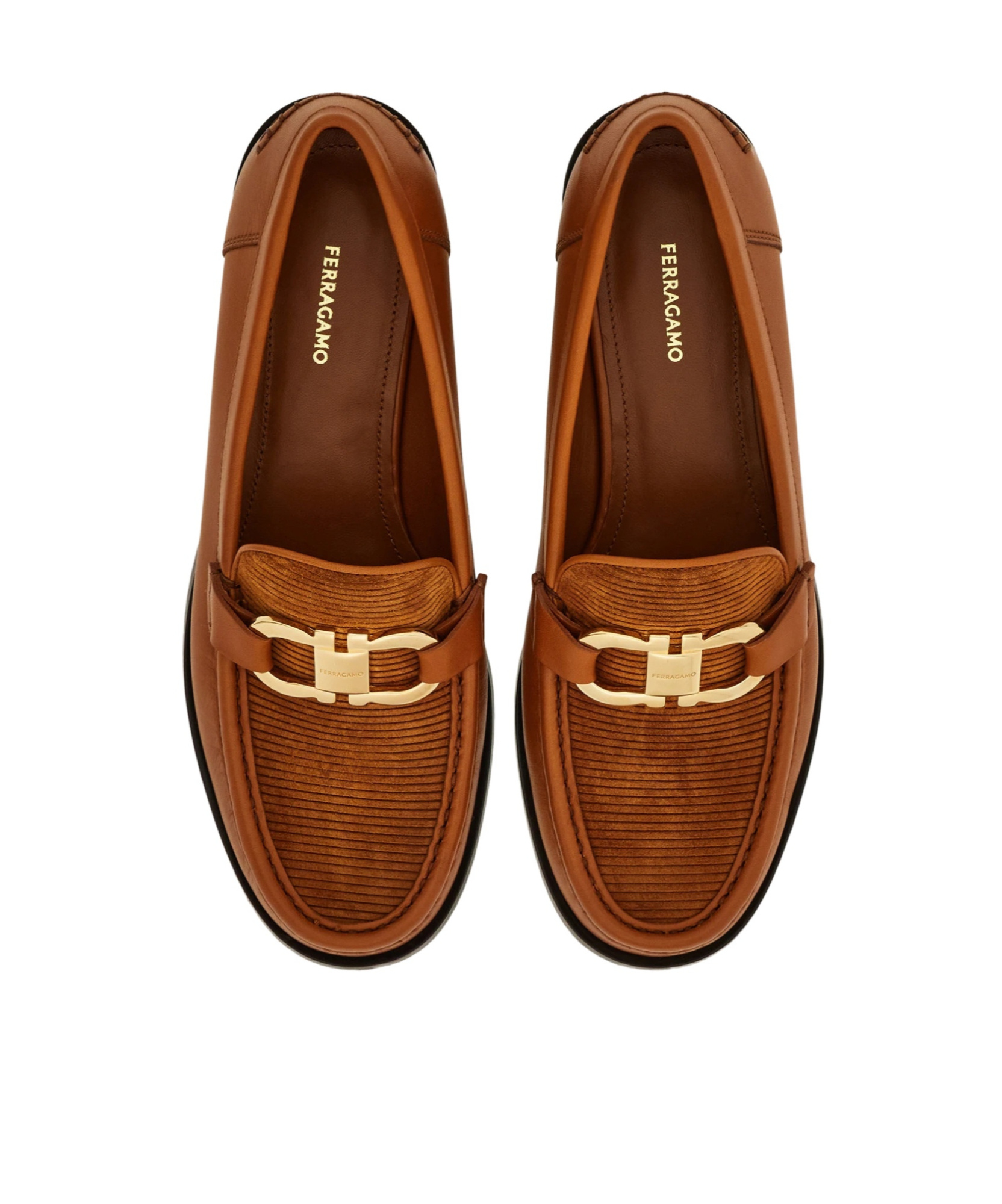Ferragamo Moccasin With Gancini Ornament In Brown