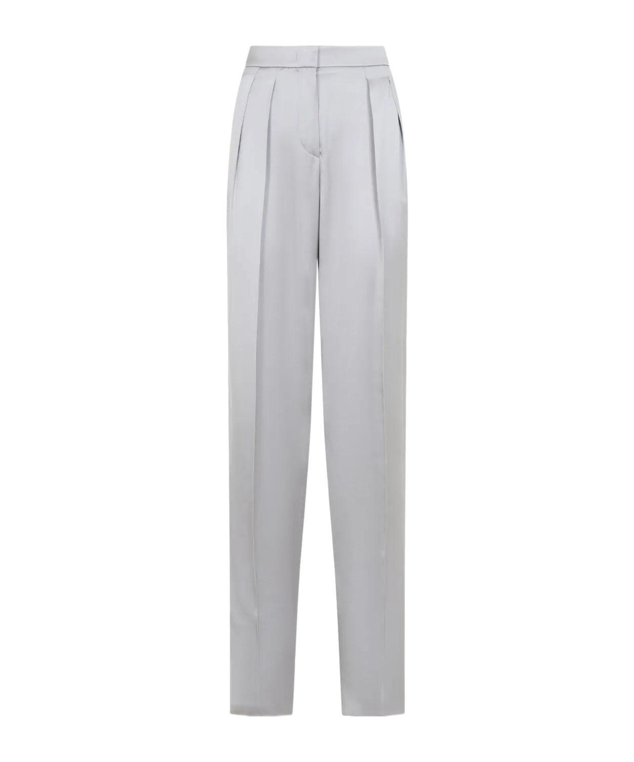 Giorgio Armani Grey Silk Satin Trousers With Double Pleats In Gray
