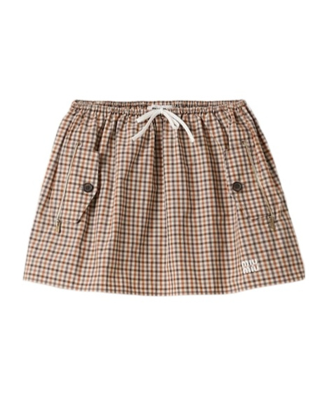 Miu Miu Checkered Skirt In Nude