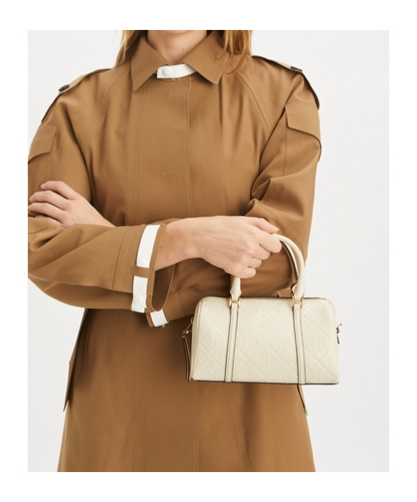 Tory Burch Mini T Monogram Tote Bag In Light Cream