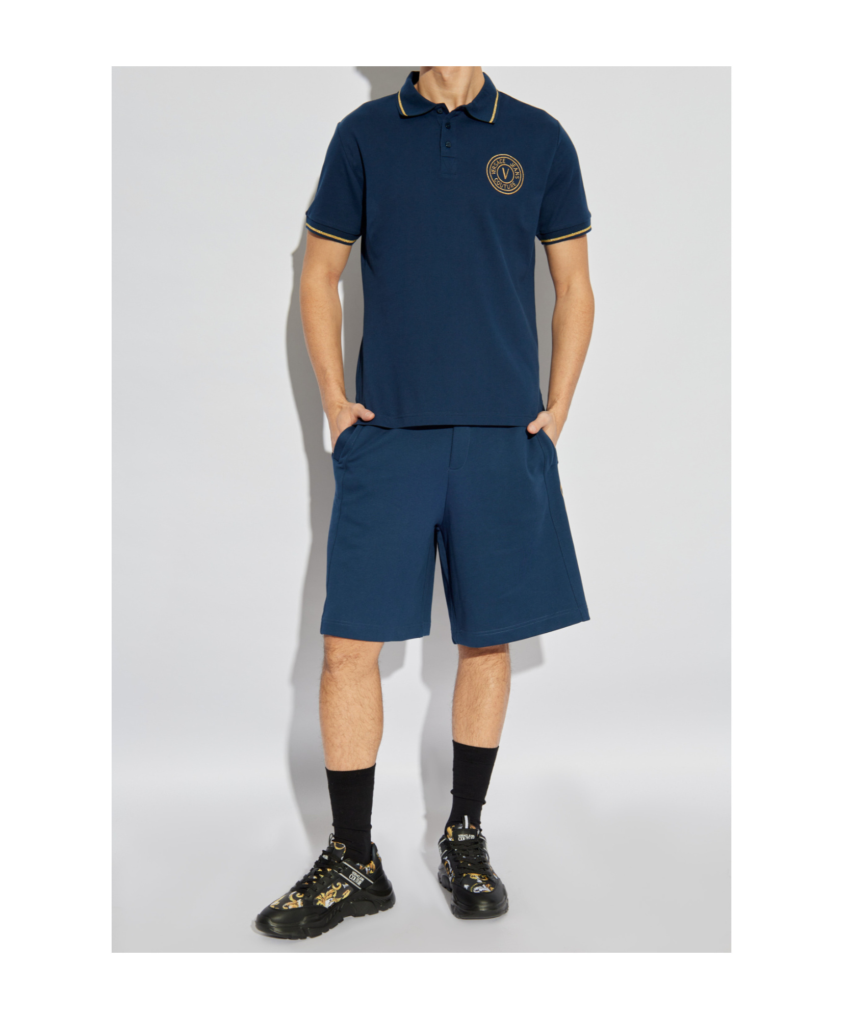 VERSACE JEANS VERSACE JEANS COUTURE LOGO EMBROIDERED POLO SHIRT