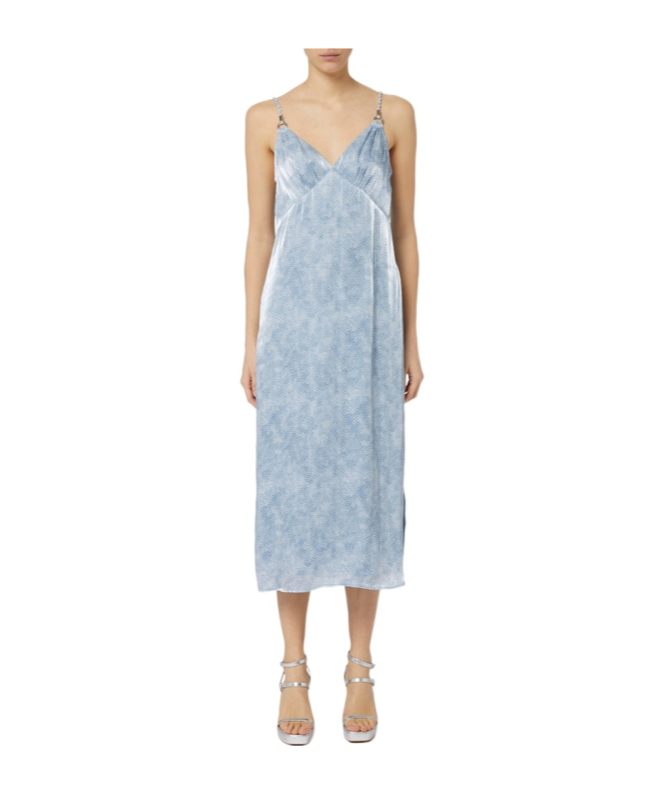 Shop Michael Michael Kors Floral-print Slip Midi Dress In Blue