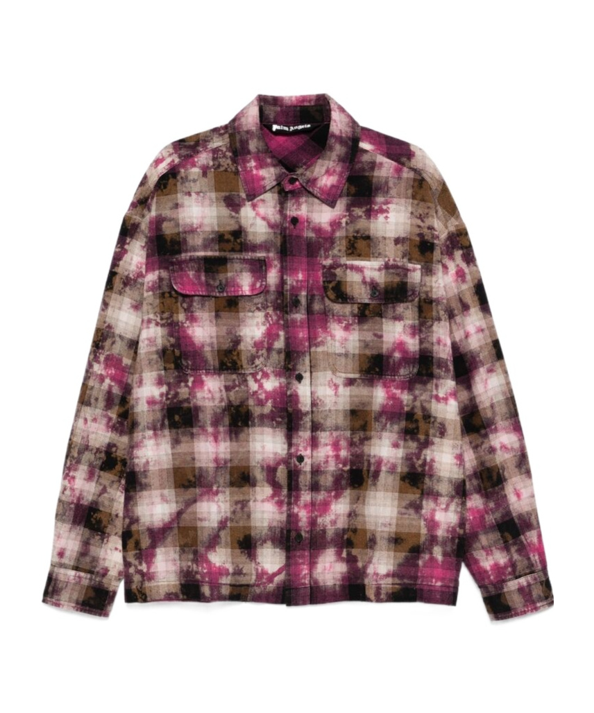 Palm Angels Curved-logo Check Shirt In Red