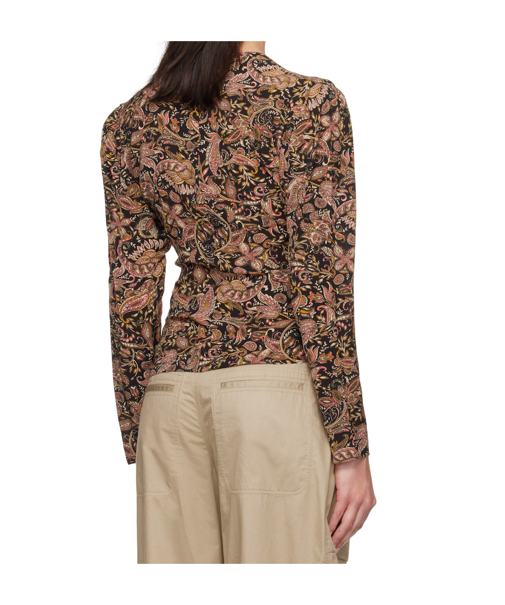 Isabel Marant Étoile Zekia Paisley Print Twist Front Top In Black