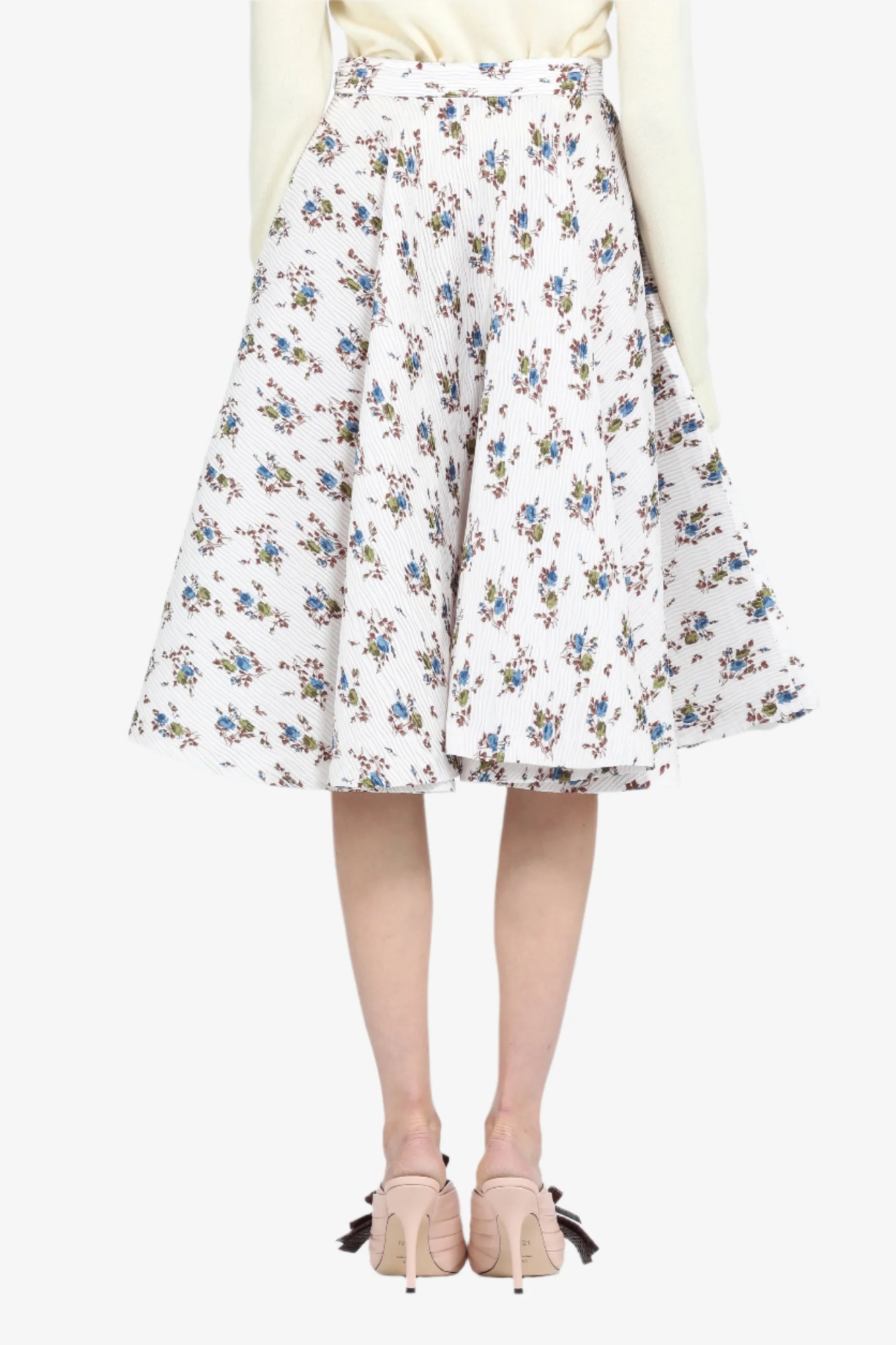 N°21 Floral-print Pleated Midi Skirt In White