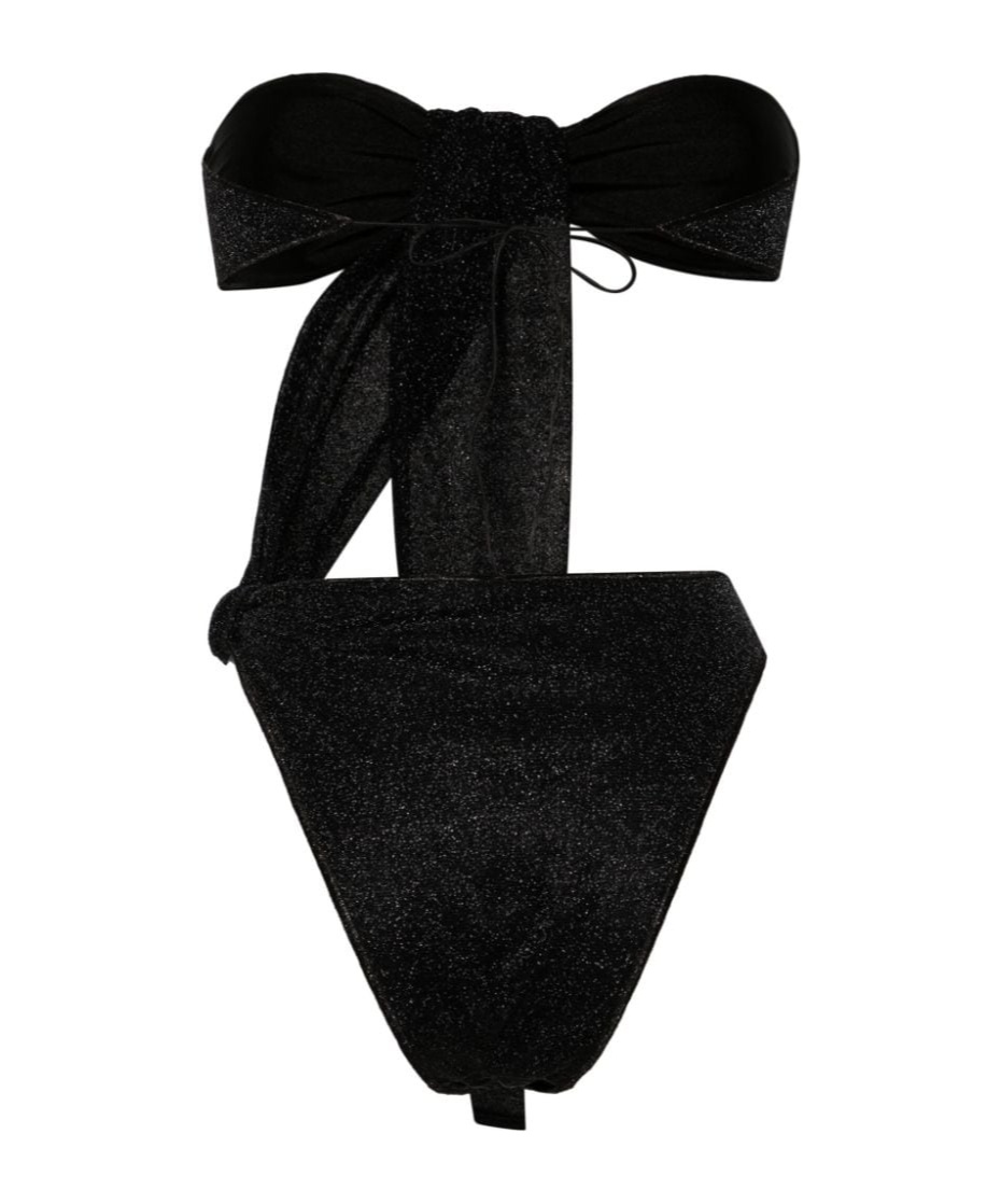 Oseree Glitter Bandeau Cut-out Swimsuit In Black