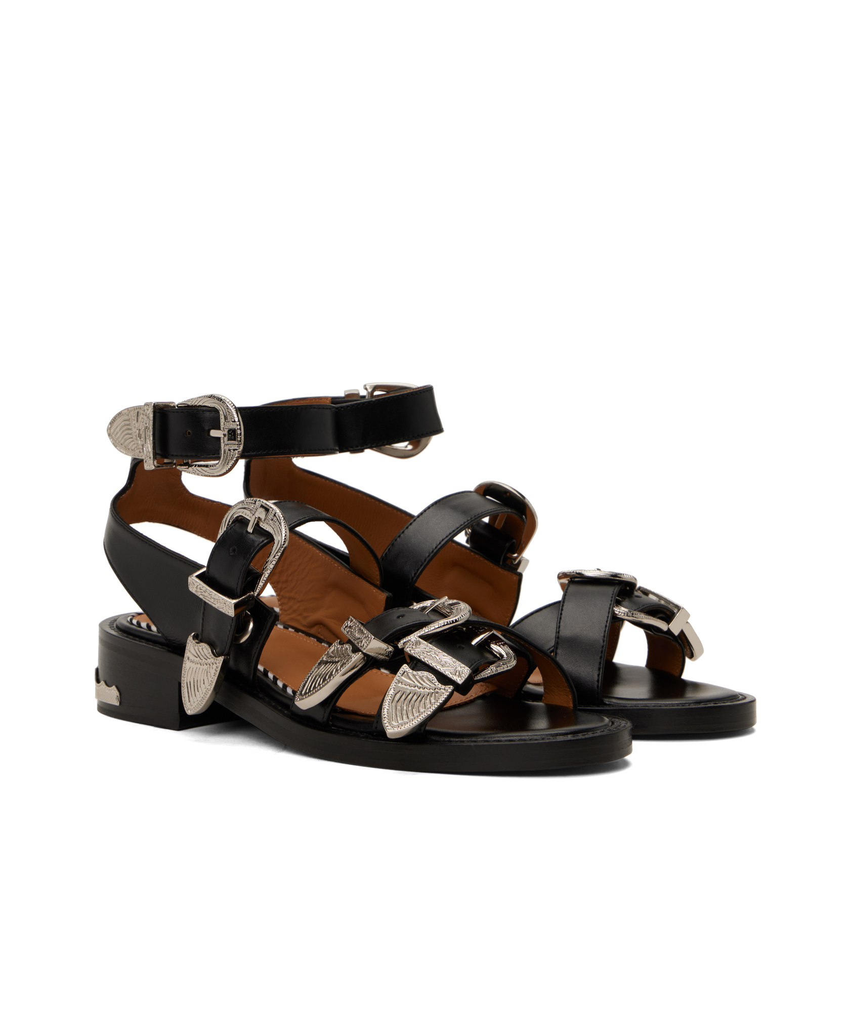 Toga Open Toe High Heel Sandals In Black