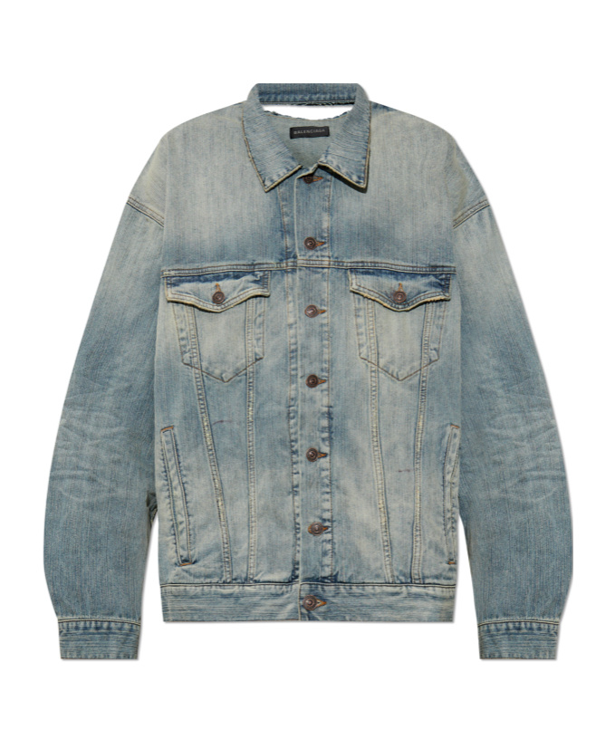 Balenciaga Light Blue Denim Hourglass Jacket In Gray