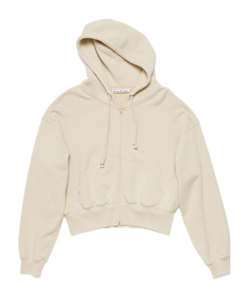 Acne Studios Hooded Zipper Sweater In Nude