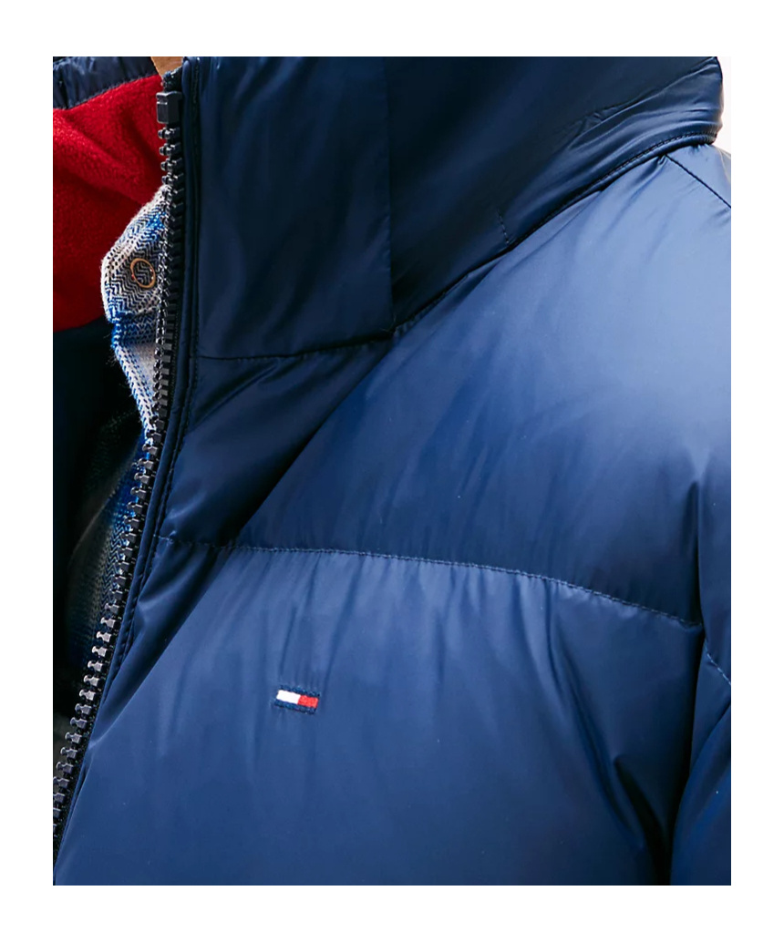 Tommy Hilfiger Water Repellent Down Hooded Jacket In Blue
