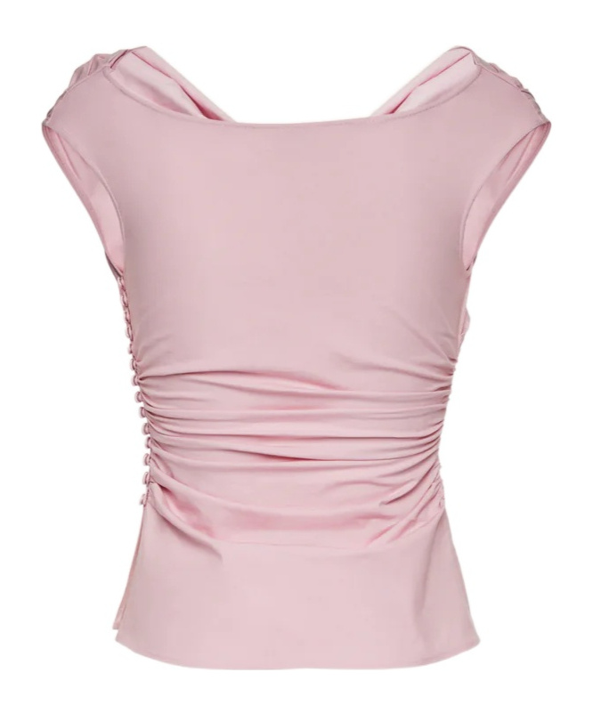Magda Butrym Draped Off-shoulder Top In Pink