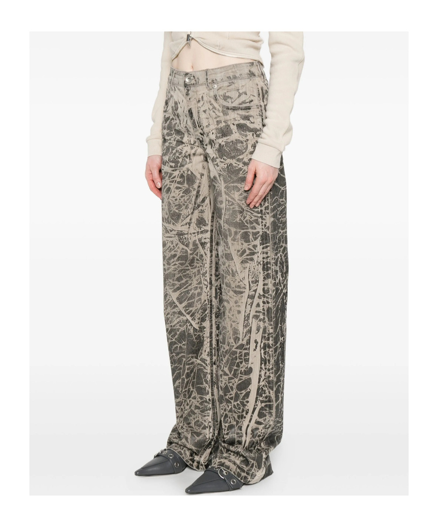 Rick Owens Drkshdw Crackle-print Jeans In Brown
