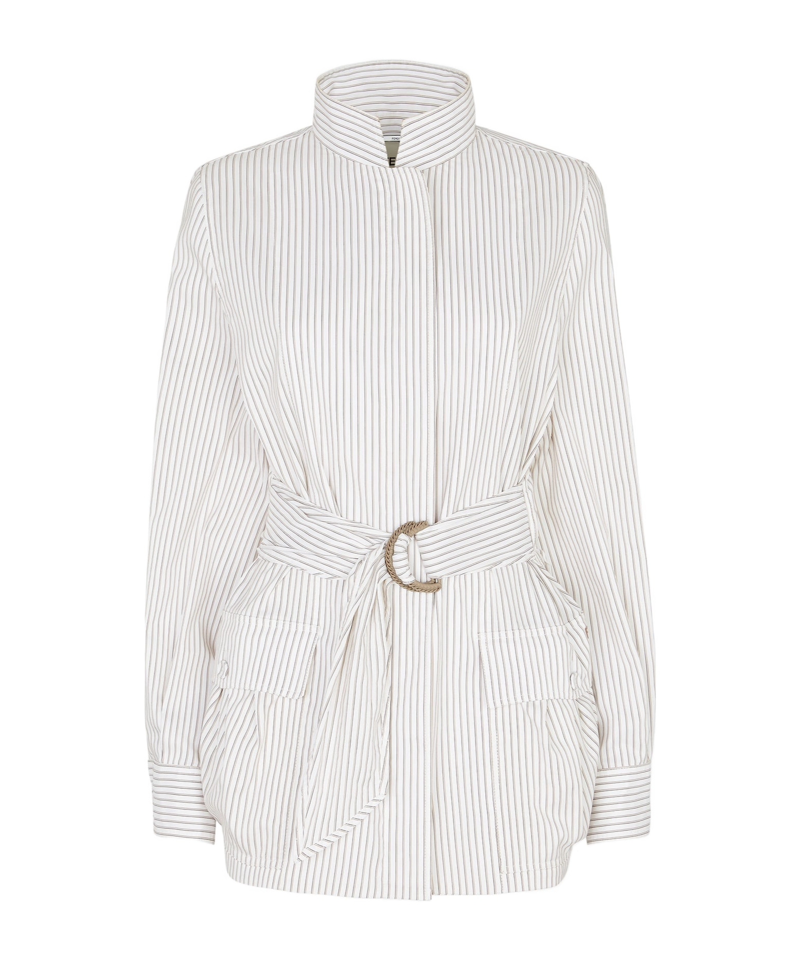 Fendi Contrasting Striped Cotton-silk Blouson In White