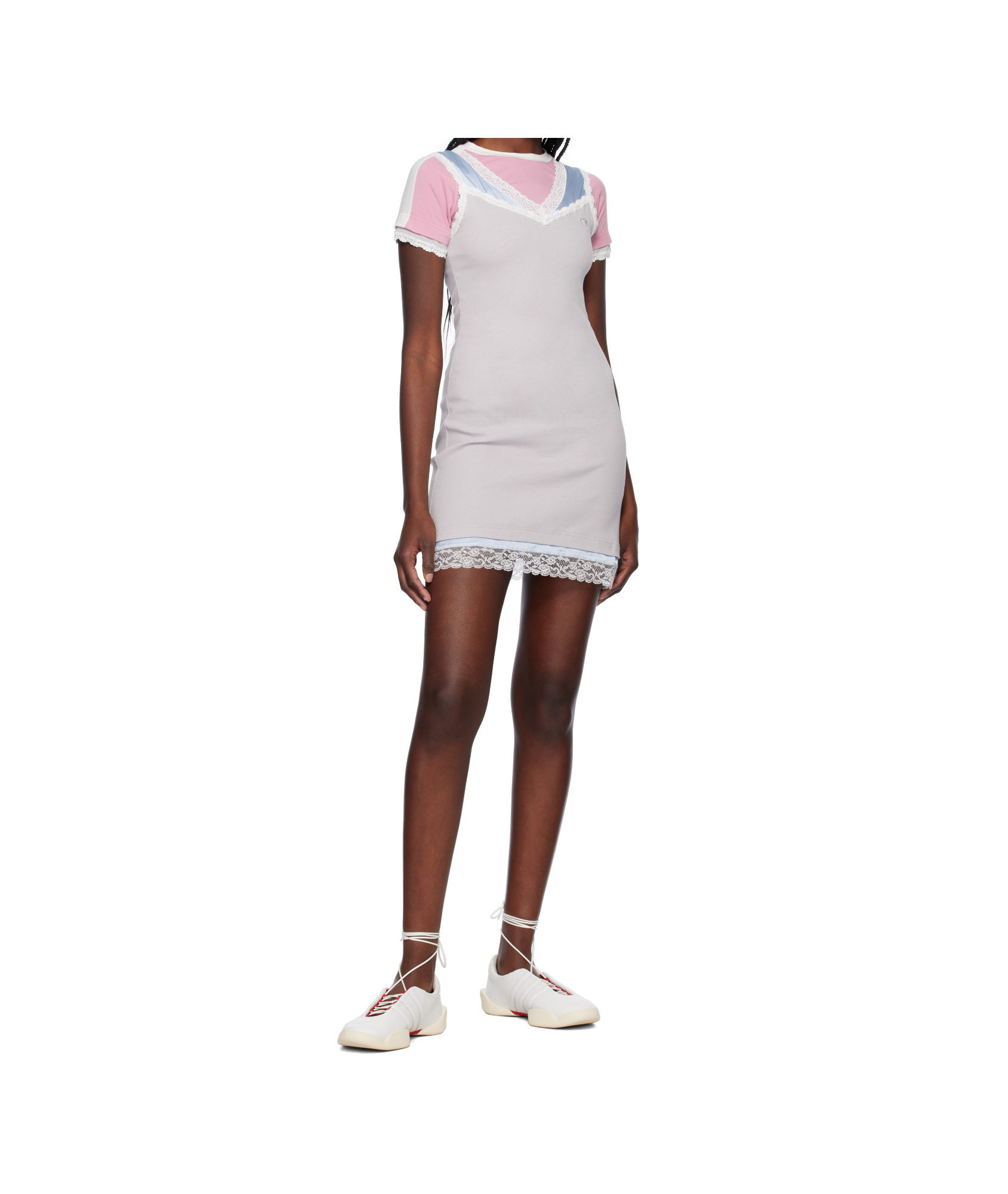 Ambush Gray Layered Minidress In Grey