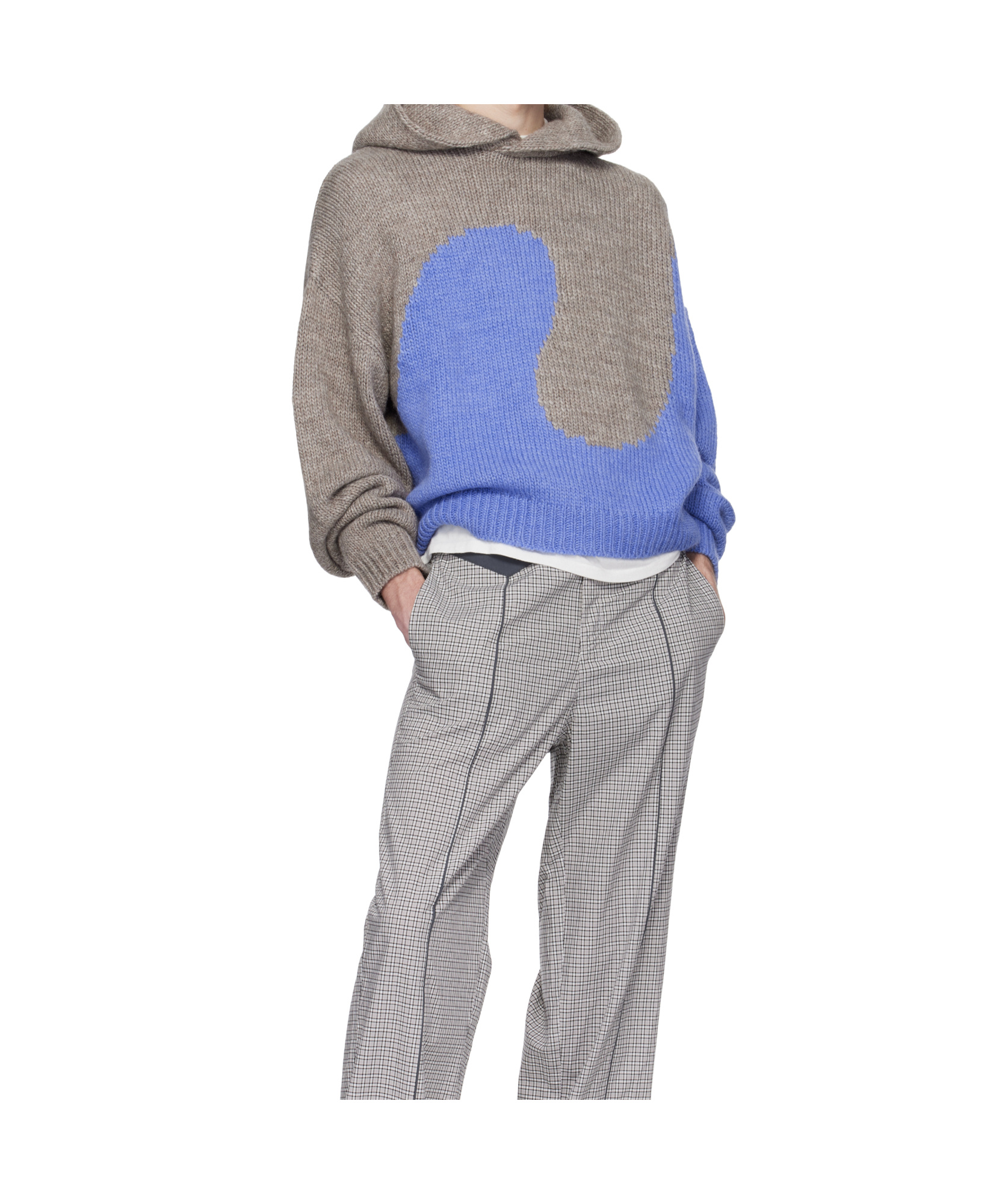 Shop Erl Hooded Sweater In Gray, Blue