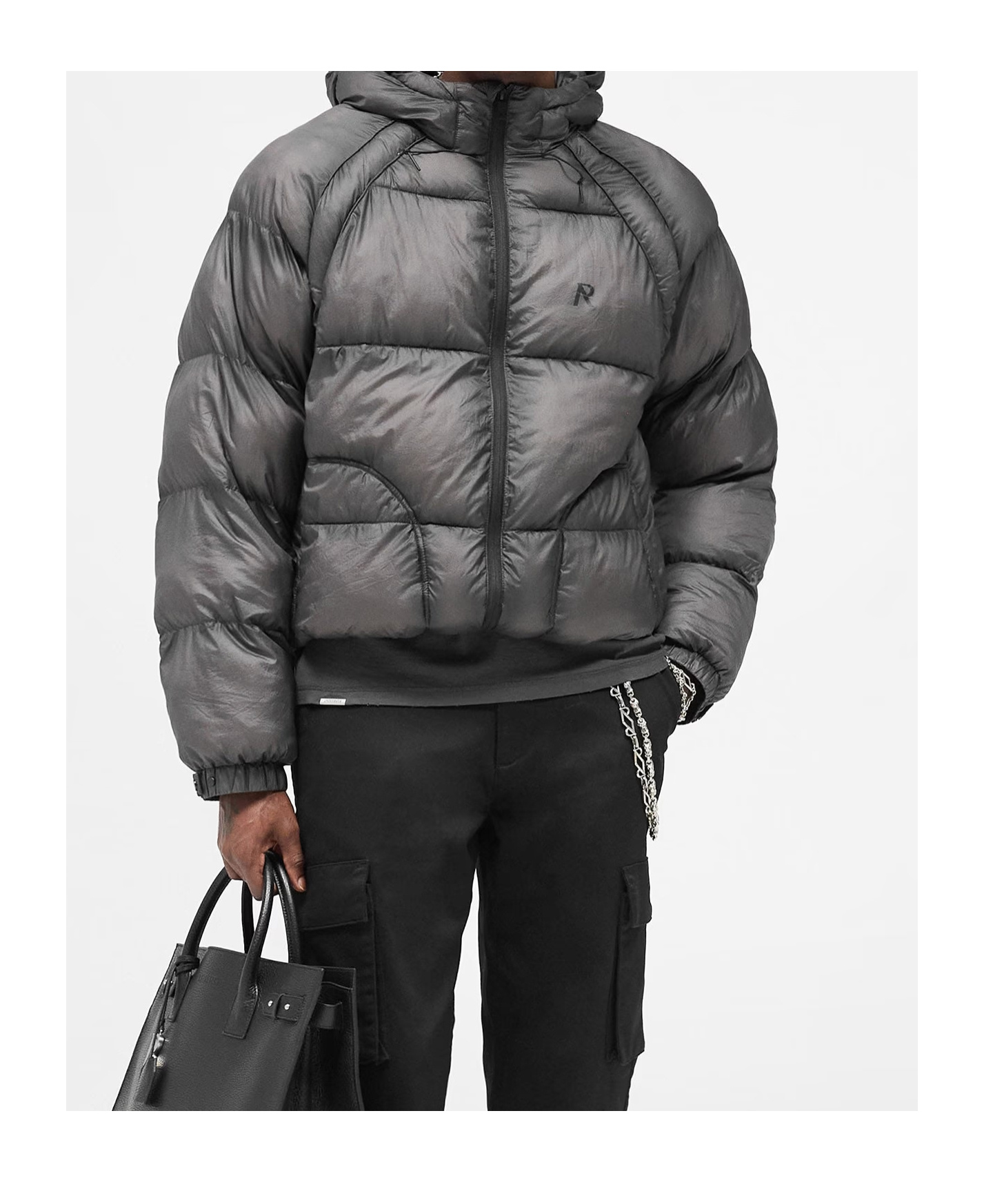 Represent Down Jacket With Logo In Black