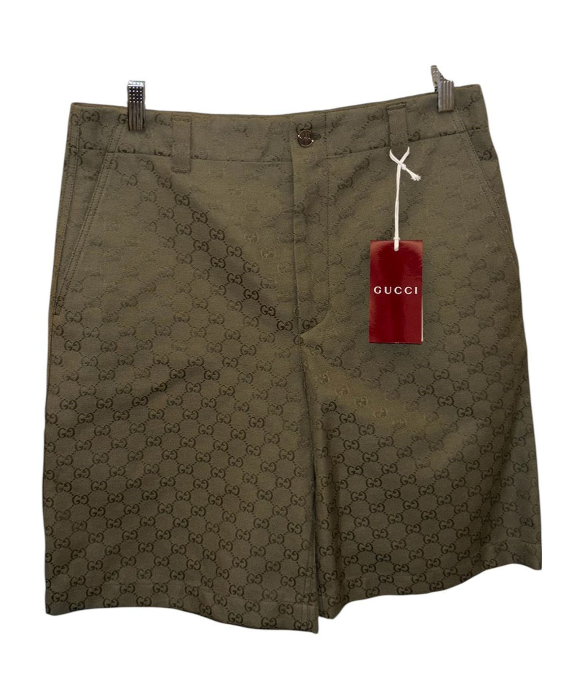 Gucci Mens Rusty Green Regular-fit Monogram Cotton-blend Shorts In Green