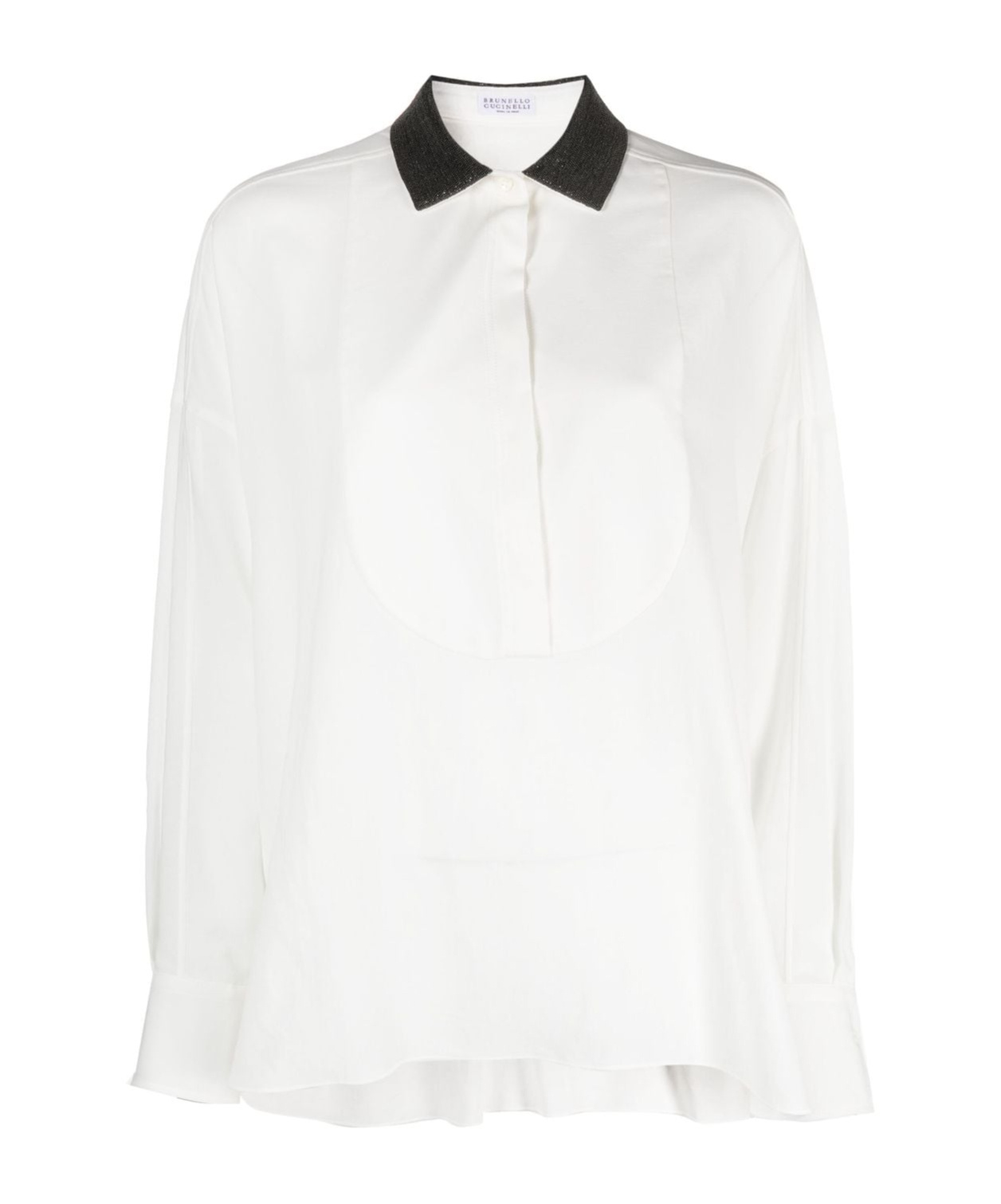 Brunello Cucinelli Monili-bead Cotton Shirt In White