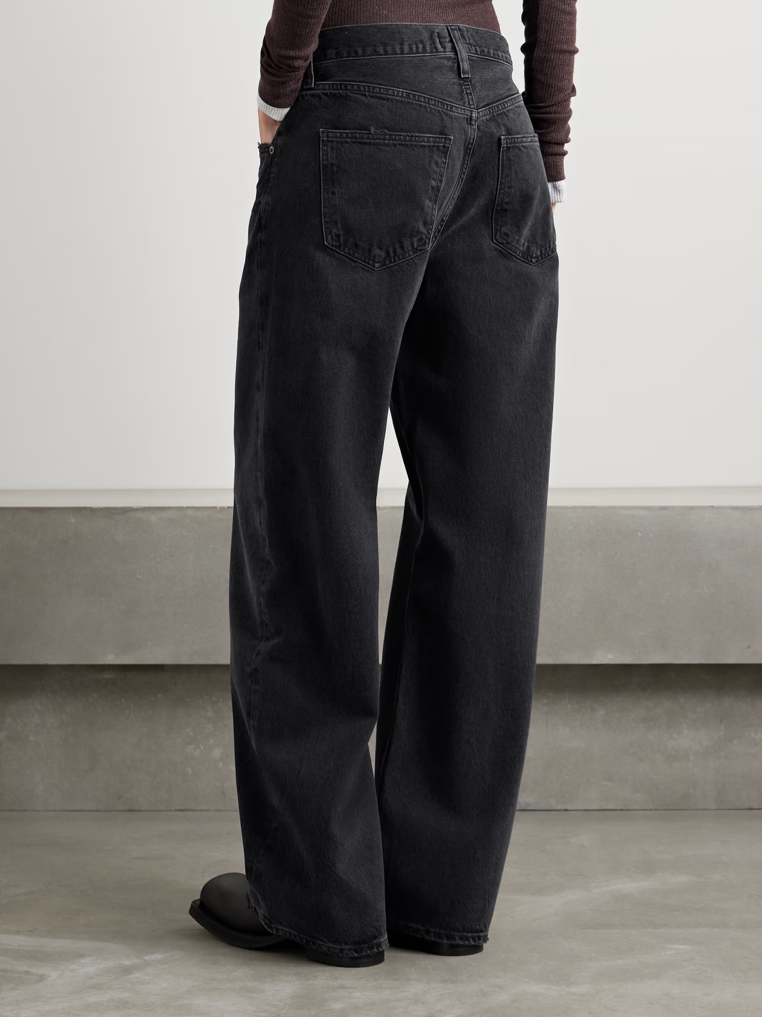 Agolde Mid-rise Wide-leg Denim Trousers In Black