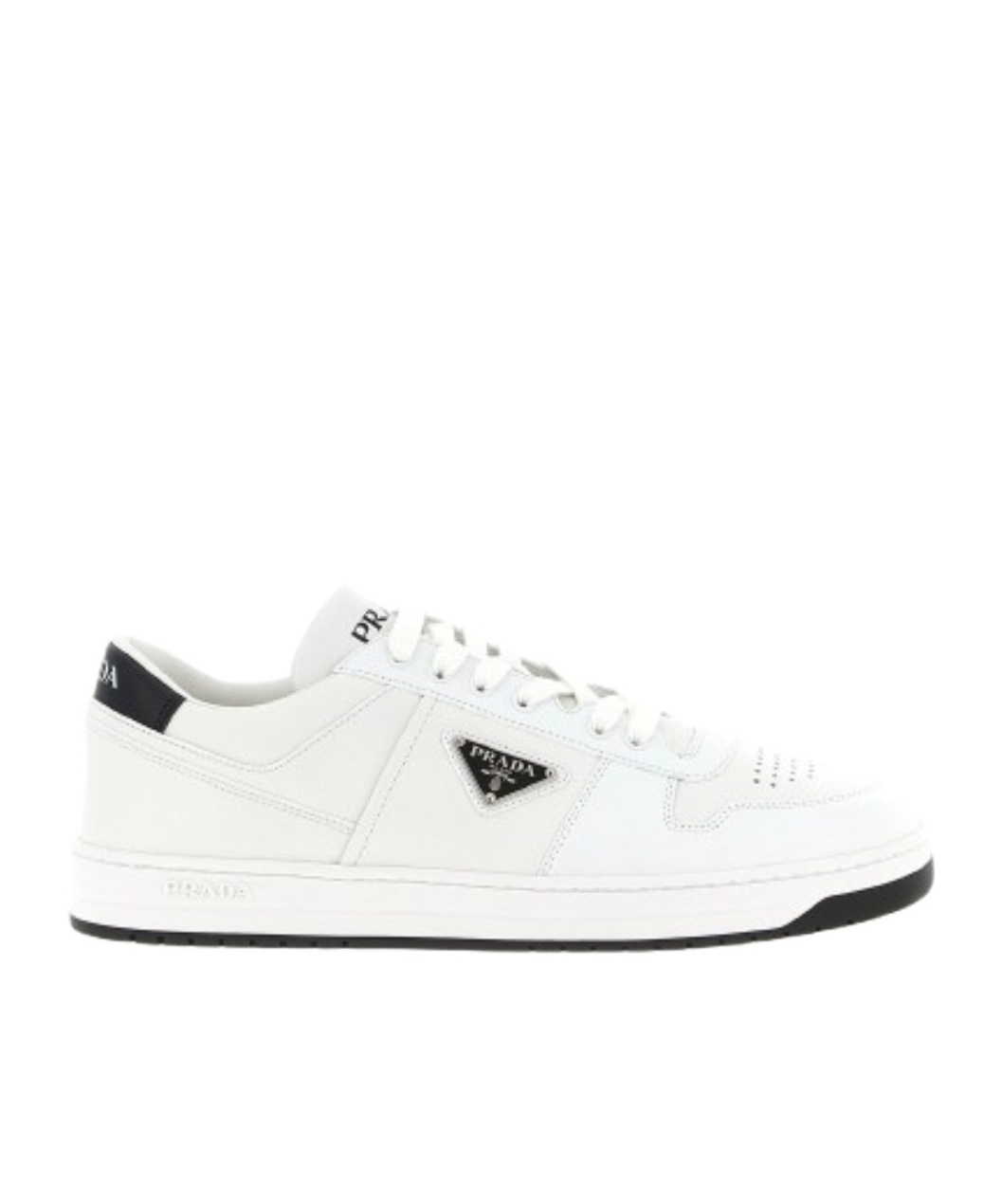 Prada Downtown Leather Sneakers In White