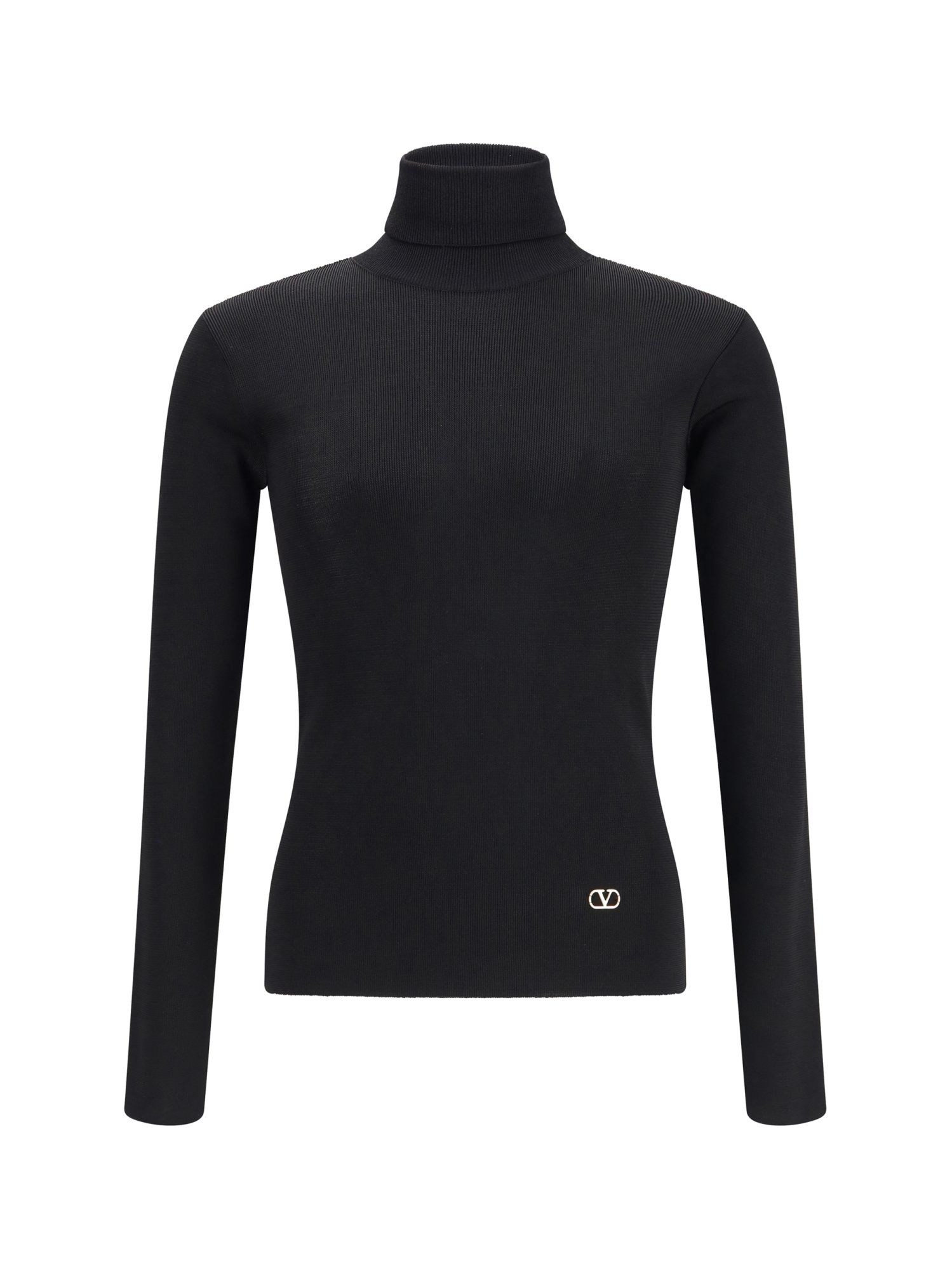 Valentino Turtleneck Long-sleeve Knit Sweater In Black