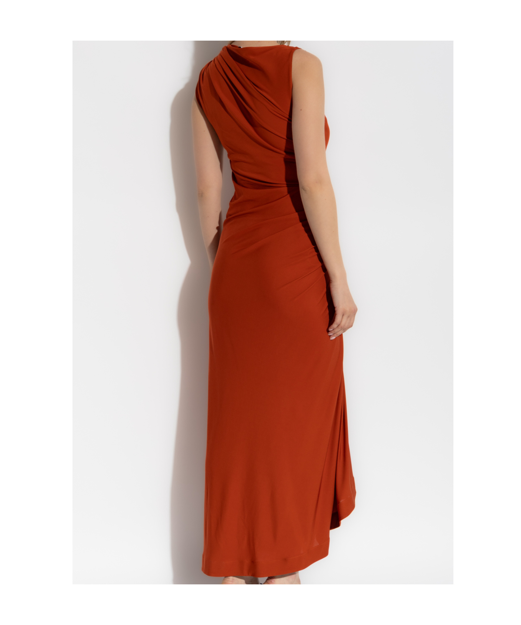 Bottega Veneta Hardware-gathered Jersey Maxi Dress In Burgundy