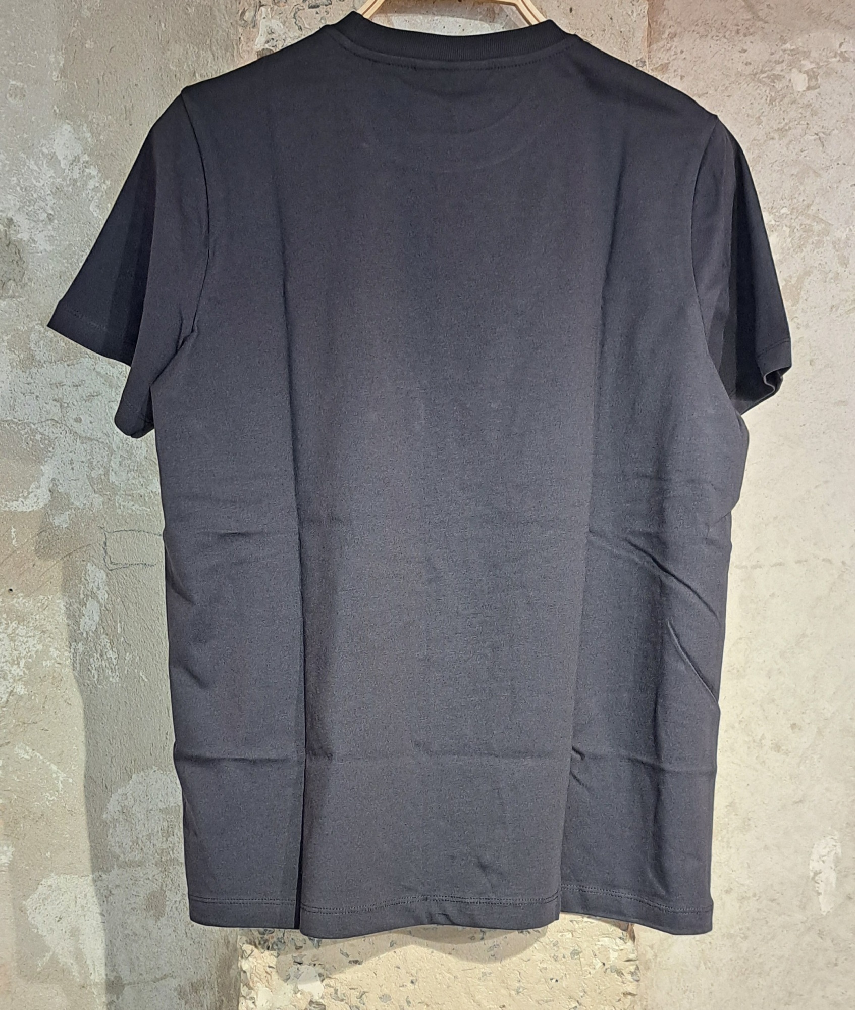 Ganni Blue Crewneck T-shirt With Maxi Logo Print On The Front In Cotton Man In Black