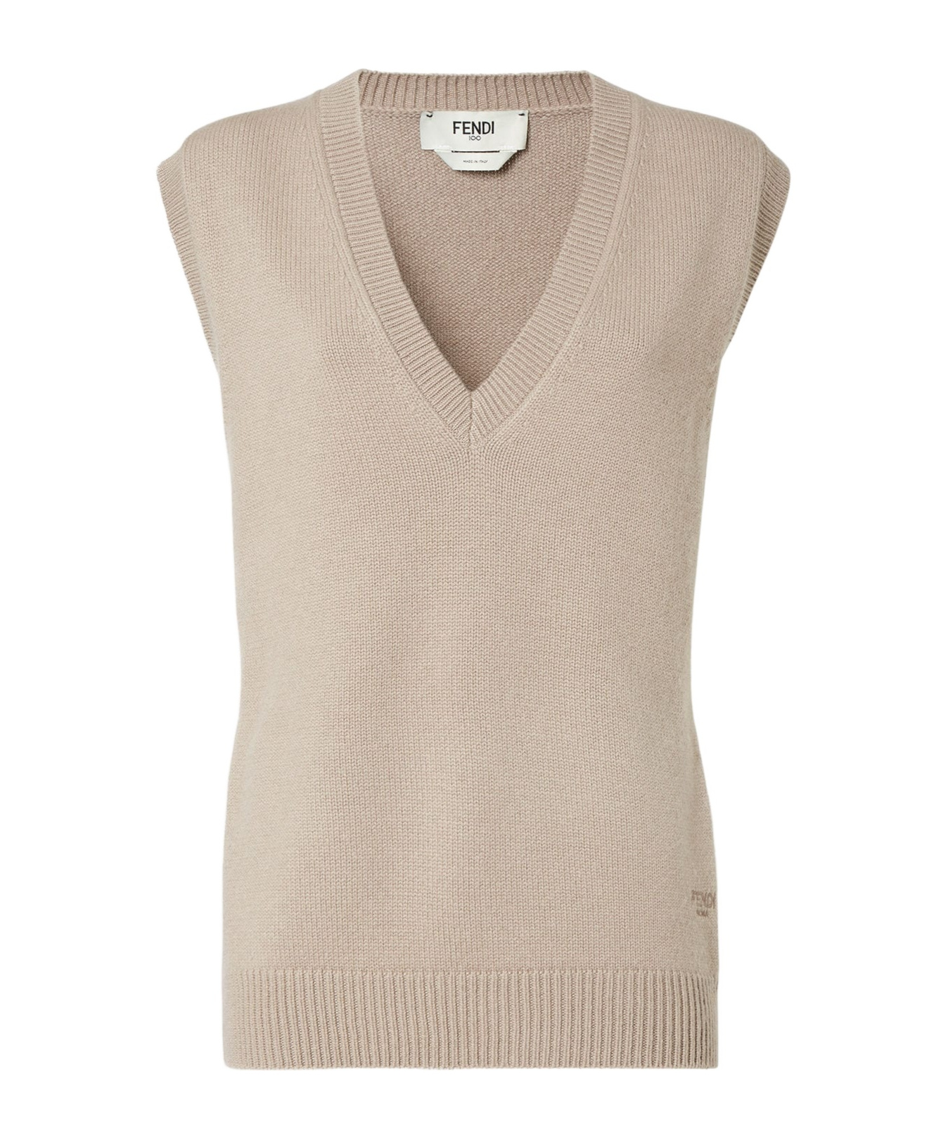 Fendi Dove Gray Cashmere Vest In Brown
