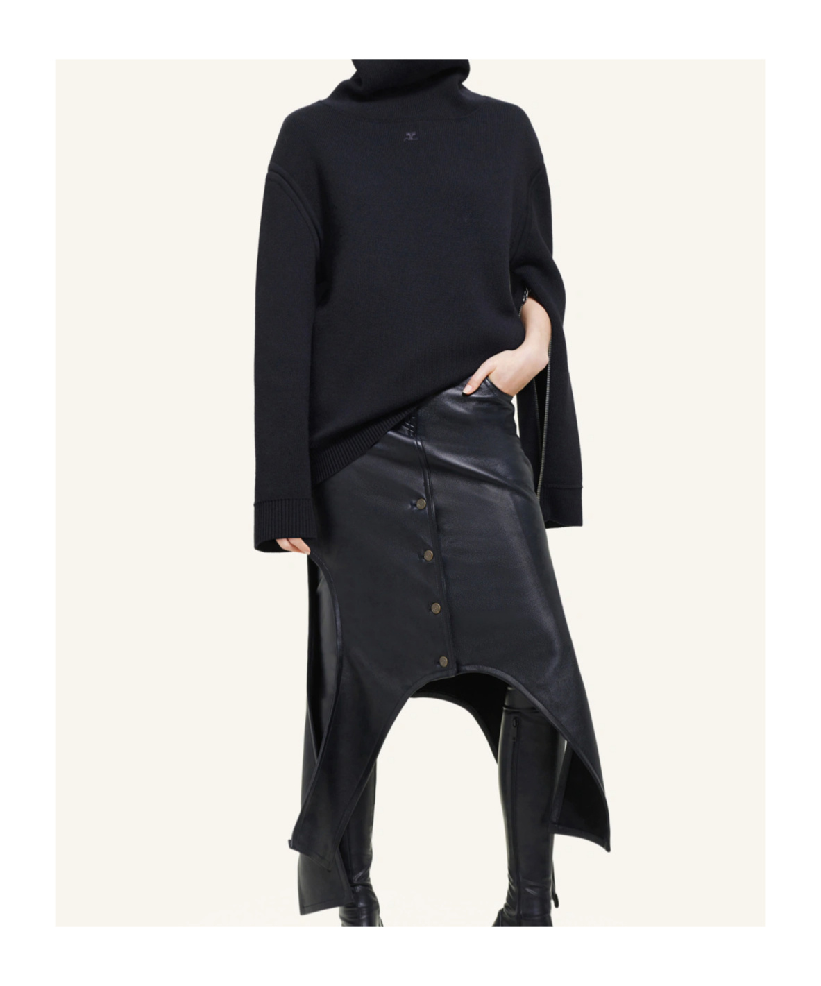 Courrèges Oversized Mock-neck Sweater In Black