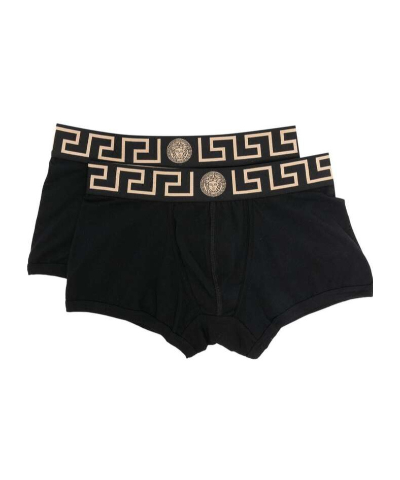 Versace Black Briefs With Elastic Waist With Medusa Print In Black