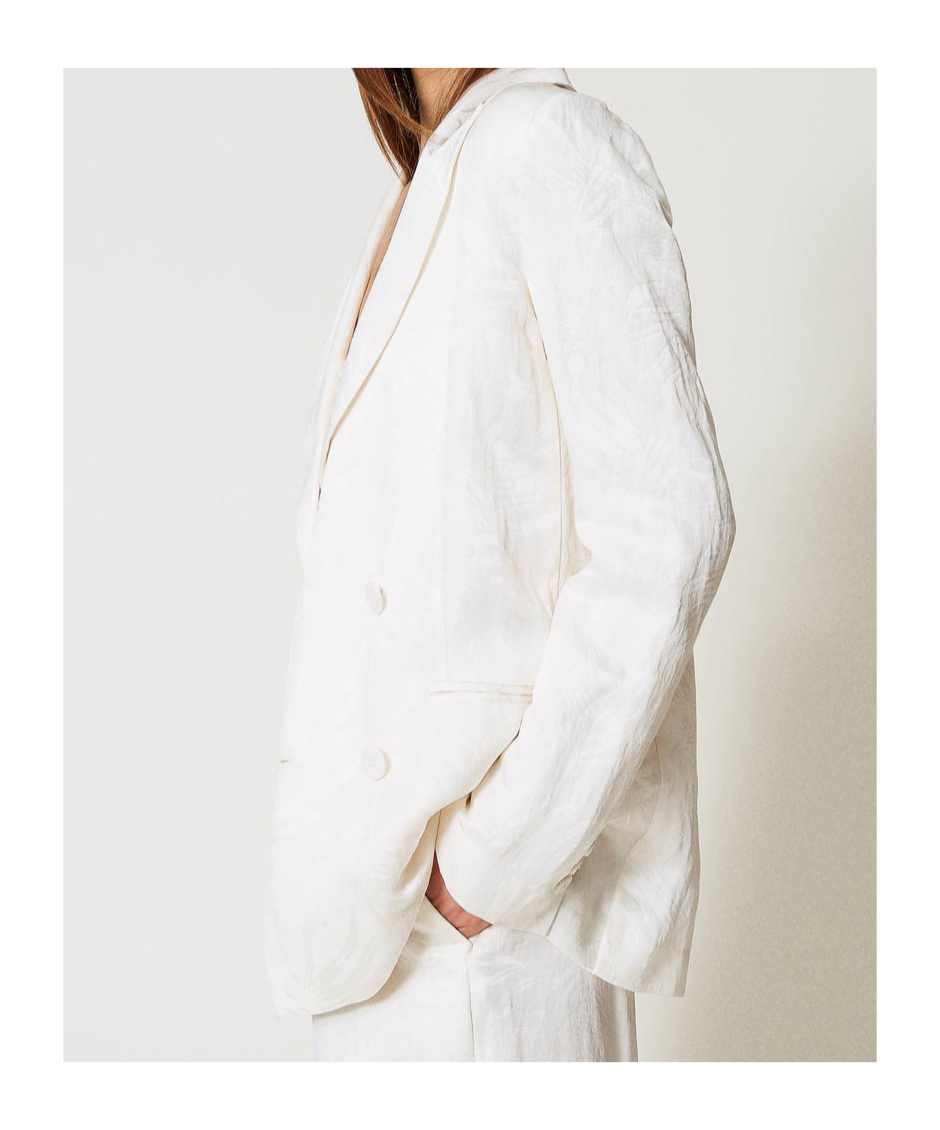 Shop Twinset Woven Blazer In White