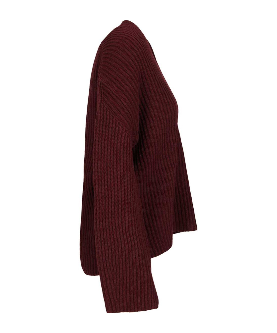 Forte Forte Long-sleeved V-neck Sweater In Burgundy