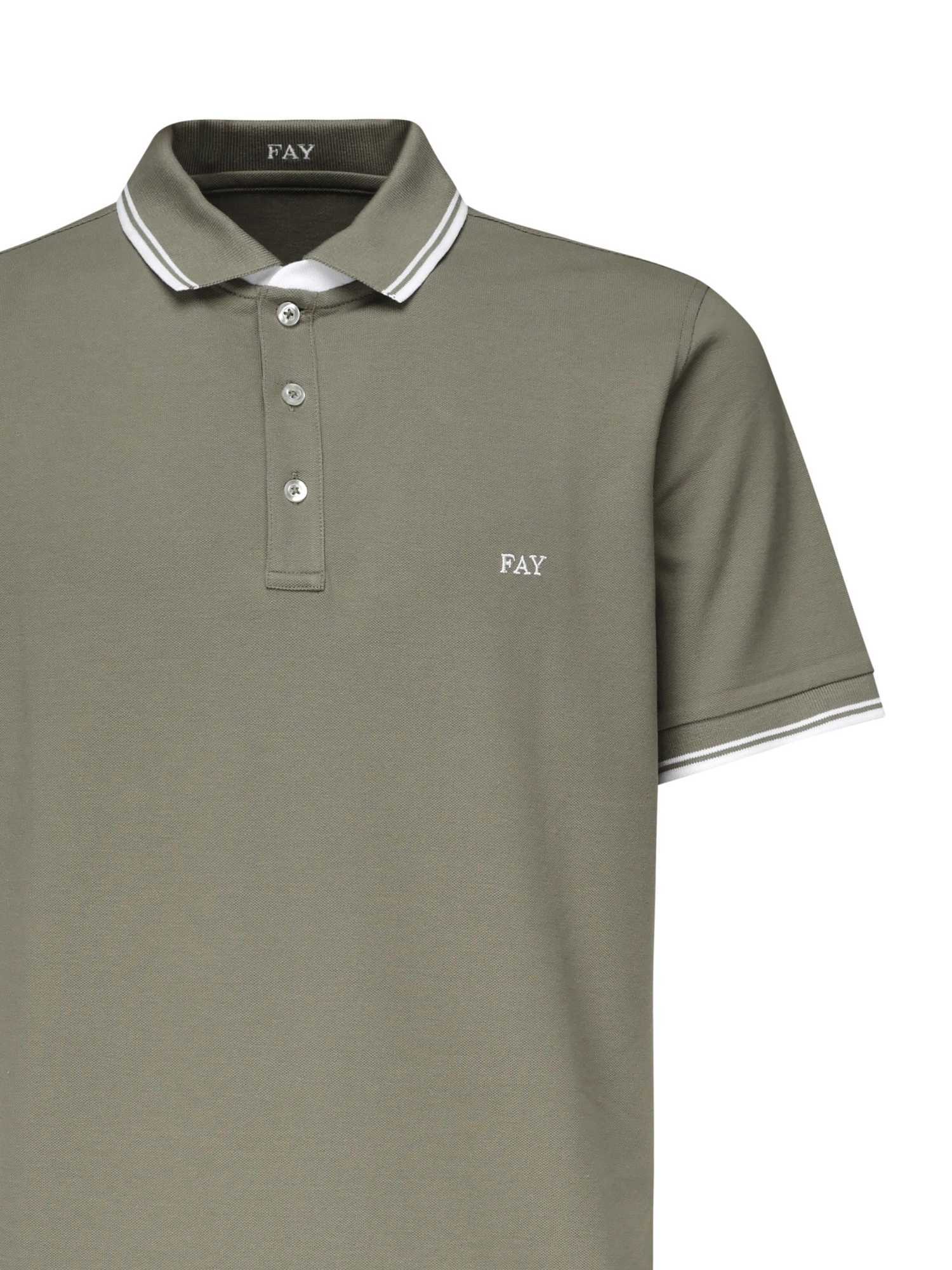 Fay Logo-embroidered Polo Shirt In Gray