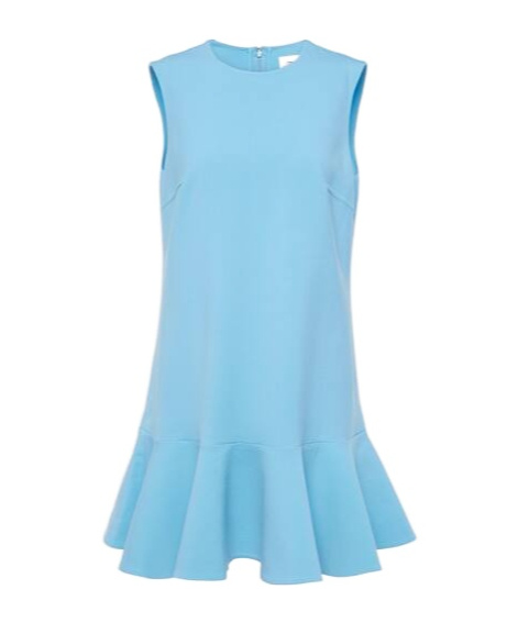 Oscar De La Renta Ruffle-trimmed Wool-blend Minidress In Blue