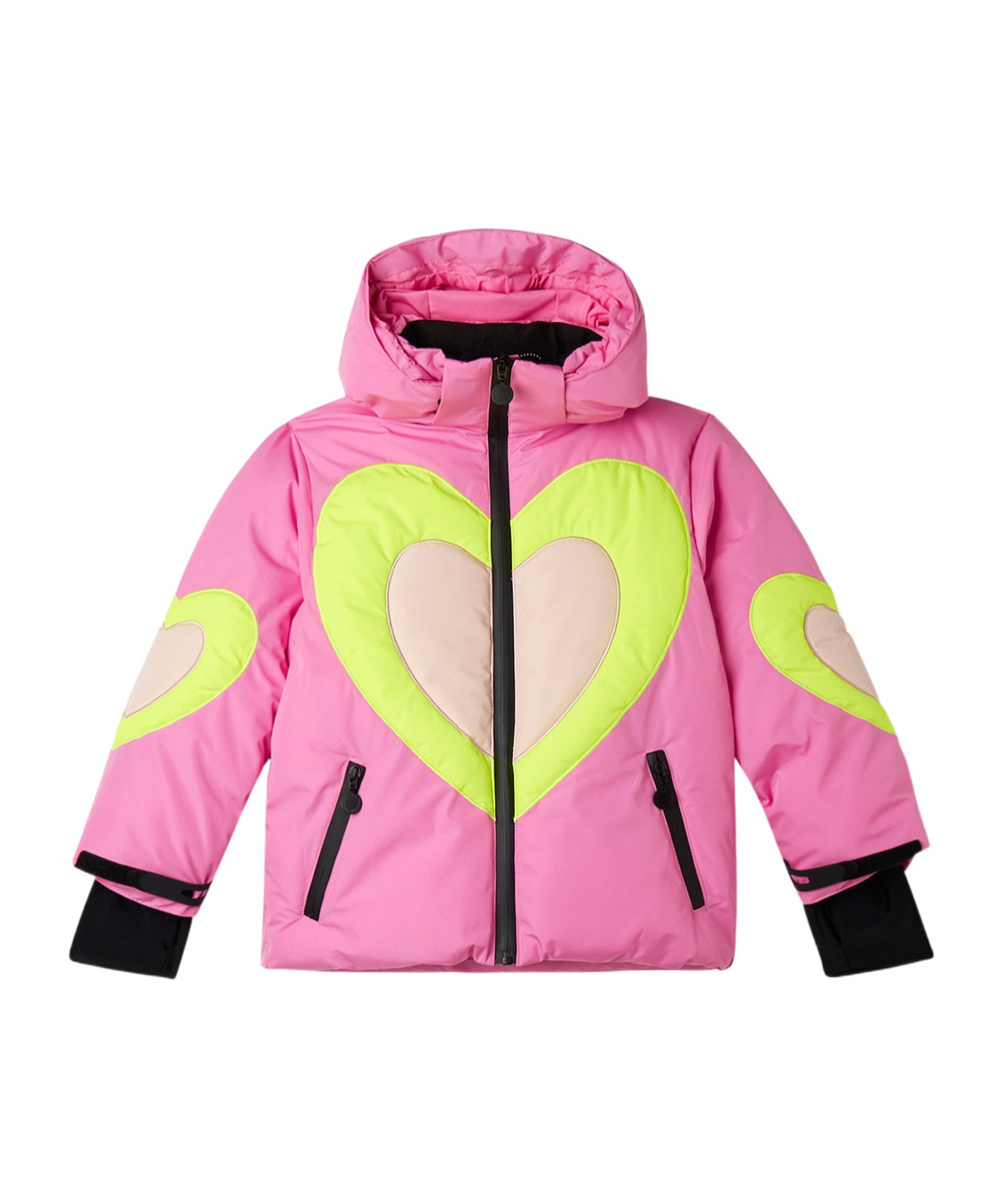 Stella Mccartney Kids Heart Printed Hooded Down Jacket In Pink