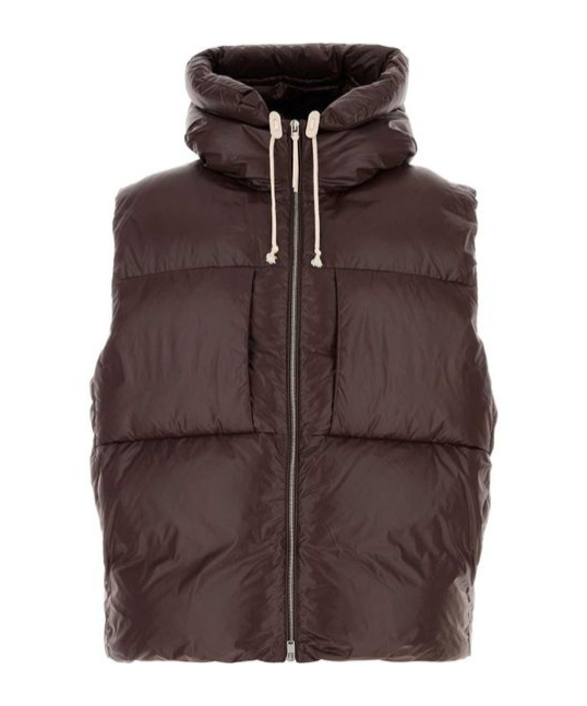 Jil Sander Brown Nylon Sleeveless Down Jacket In Brown